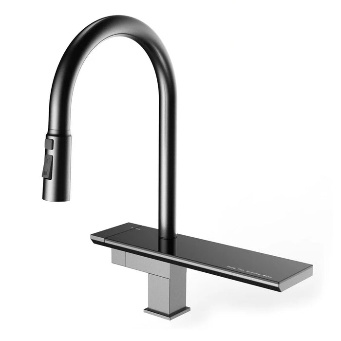 SUS 304 Stainless Steel Kitchen Sink Faucet Rotatable Retractable Pull-out Single Hole Faucet Waterfall Type Outlet Faucet