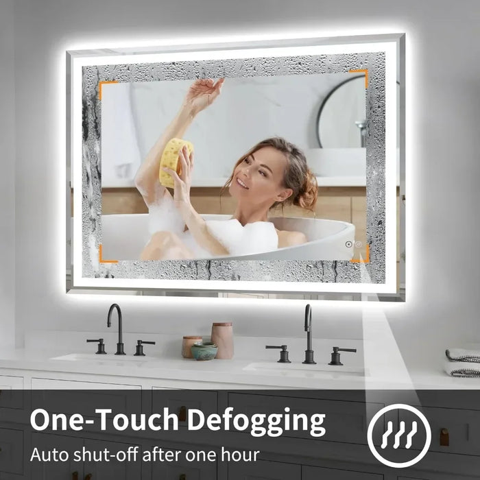 36X48 Inch LED Shatter-Proof Bathroom Mirror Backlit Mirror With Lights Memory Function Dimmable Anti-Fog Bath