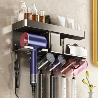 Punch-free Brushing Cup Storage Rack Home Washroom Mouthwash Cup Wall-mounted Space Aluminum Toothbrush Holder Drainable Water