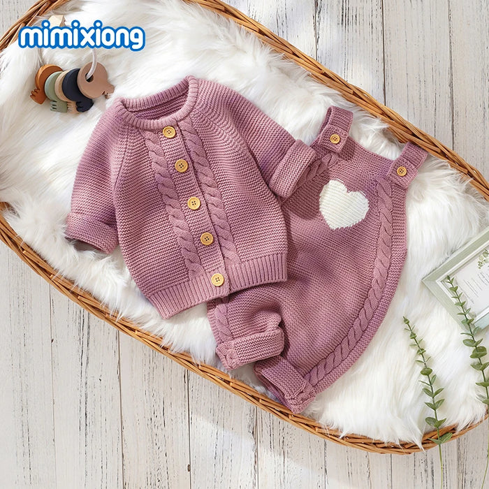 Autumn Baby Clothes Winter Casual Long Sleeves Sweaters Jackets+Rompers Outfits Sets for Newborn Infant Kids Boys Girls Costumes