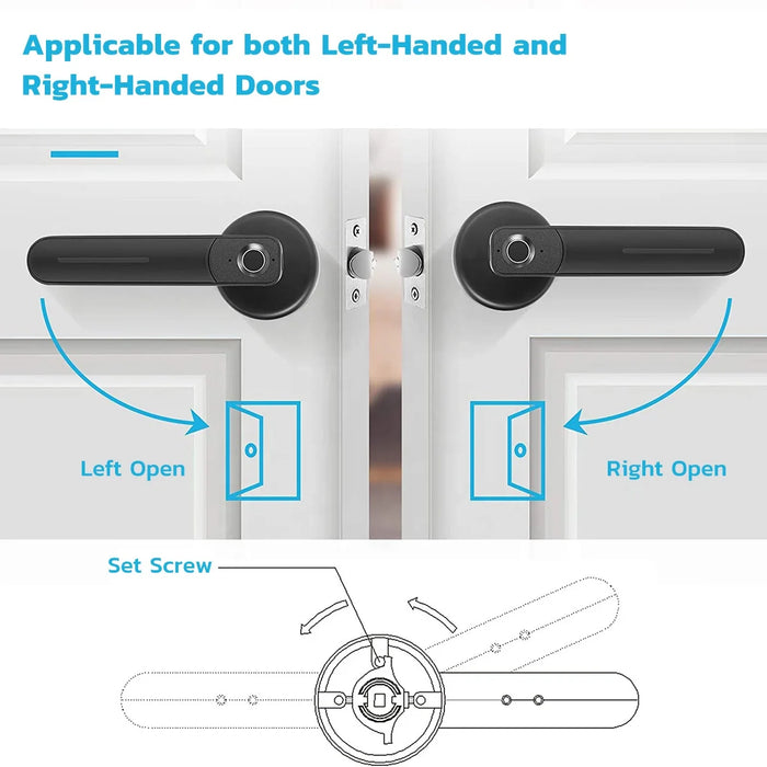 Keyless Door Lock Deadbolt Handle Safety Biometric Fingerprint Digital Lock Office Room Door