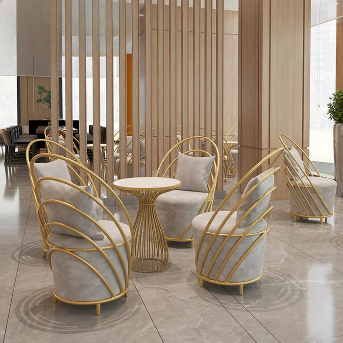 Hotel Business Negotiation Table and Chair Combination Sales Office Reception Small Round Table One Table and Four Chairs