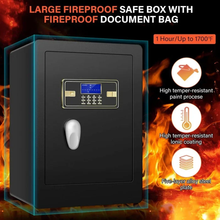 5.0 cuft extra large heavy duty safe box, home fireproof waterproof with double key lock and separate, Anti