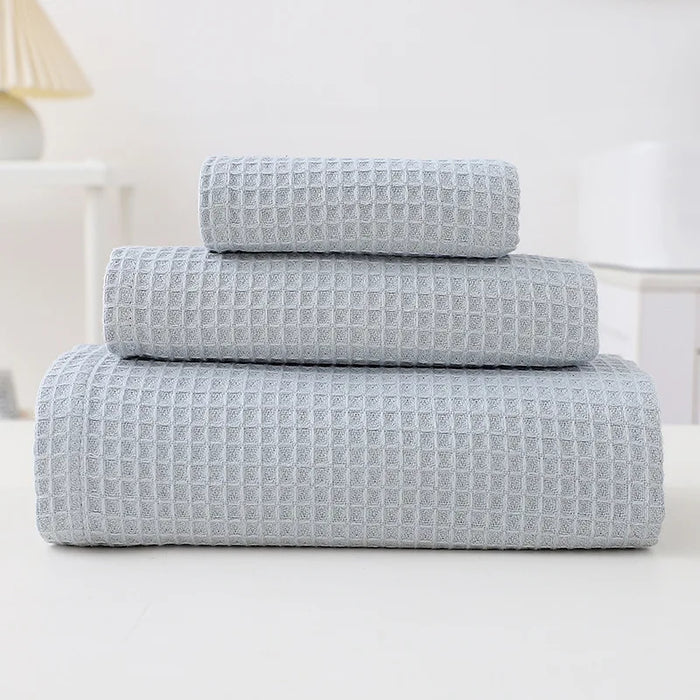 3PCS Adult Luxury Cotton Gauze Waffle Bathroom Soft Absorbent Square Towel Face Towel Bath Towel Set Hotel Gifts Group Buy Kids