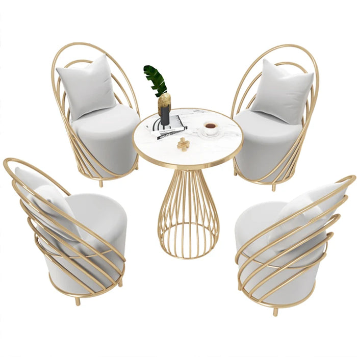 Hotel Business Negotiation Table and Chair Combination Sales Office Reception Small Round Table One Table and Four Chairs