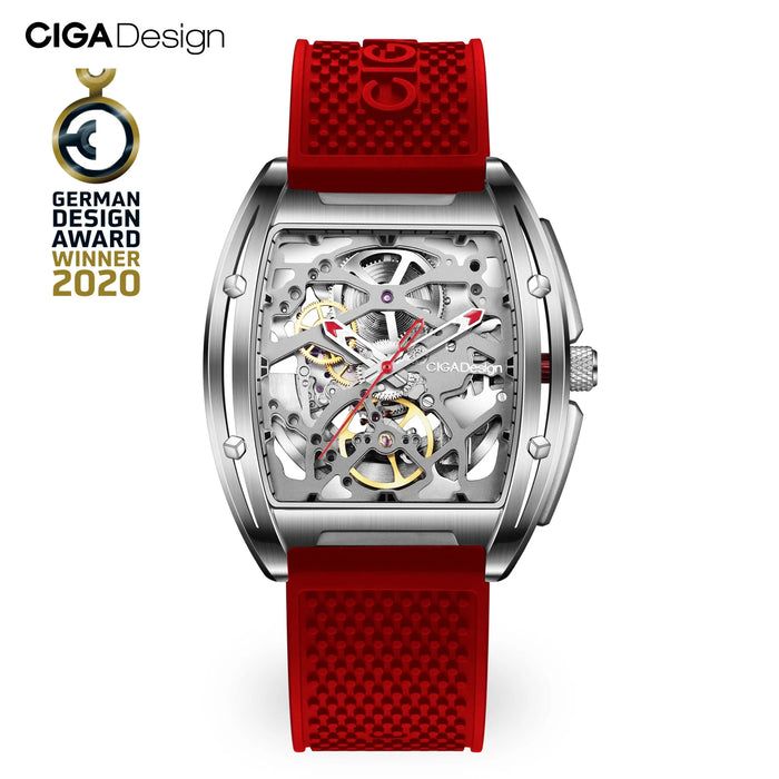 CIGA Design Men Automatic Watch Z Series Skeleton Mechanical Wristwatch Stainless Steel Case Sapphire Crystal Timepiece 2 Straps