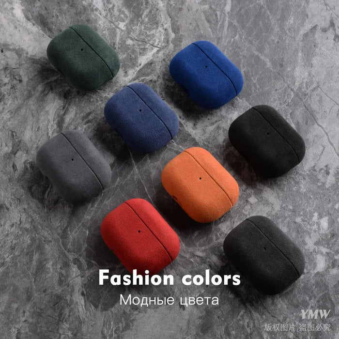 YMW ALCANTARA Case for AirPods Pro 2 Luxury Artificial Leather Cases for AirPod Pro Wireless Bluetooth Headset Turn fur Cover