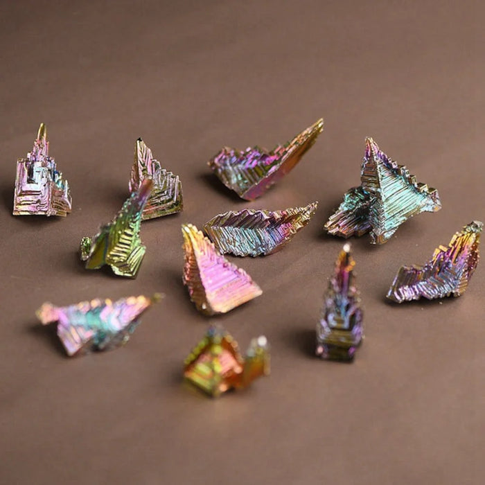 Natural Bismuth Tower Metal Mineral Crystal Tower Point Pyramid Stones Gemstone Reiki Healing  Meditation Collection Home Decor