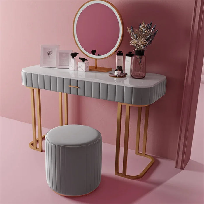 Nordic Marble Modern Minimalist Small apartment Bedroom Light Luxury Dressing Table, Hot Sale Princess Ins Style Makeup Table