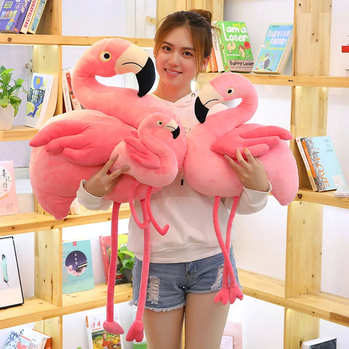 40~100cm Pink Flamingo Plush Doll Long Legs Hangable with Loop Home Wall Decor Sweet Bird Wild Animal Kids Birthday Gift