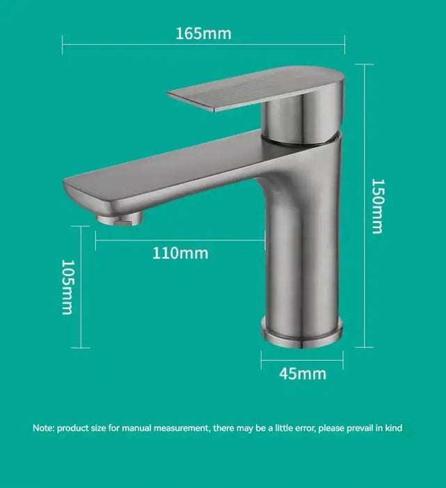 Stainless Steel Hot And Cold Water Faucet Basin Basin Basin Wash Basin Black Gun Gray Flat Simple Household Faucet