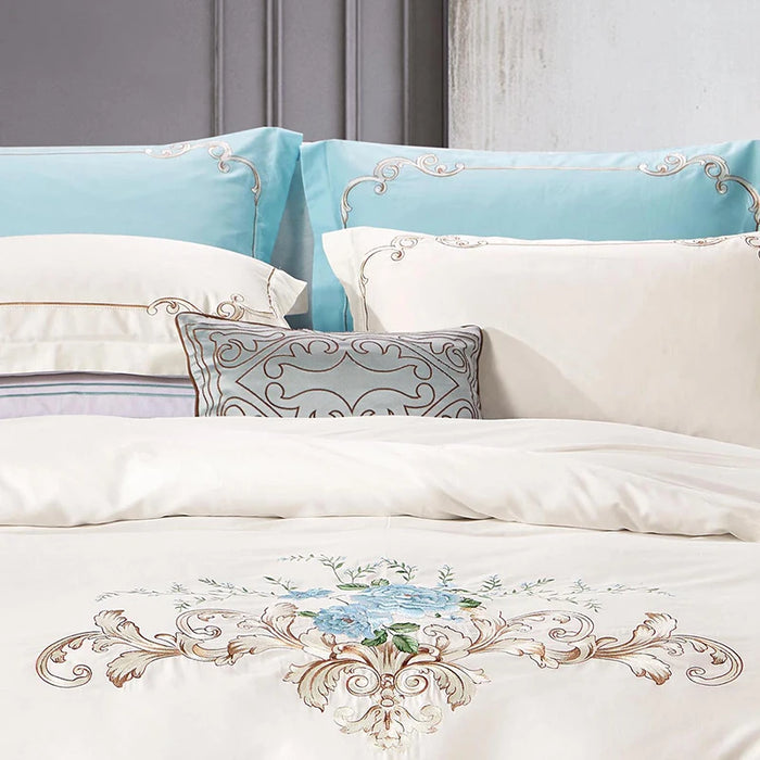 High-end Chic Embroidery Princess White Bedding Set Luxury Europe Style Long-staple Cotton Duvet Cover Bed Sheet Pillowcases