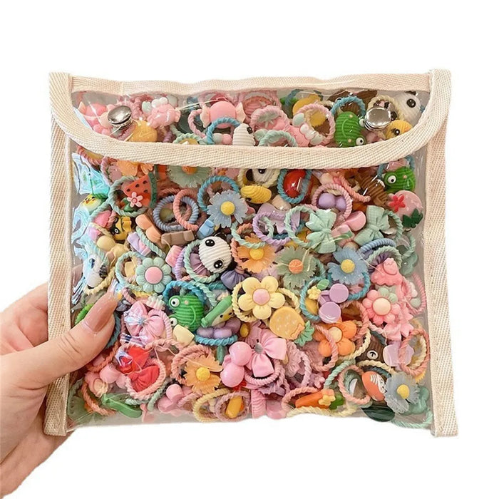 40/50/60Pcs/Lot Children Kids Hair Accessories Cartoon Elastic Hair Bands Baby Head Rope Small Animal Cute Girls Headdress