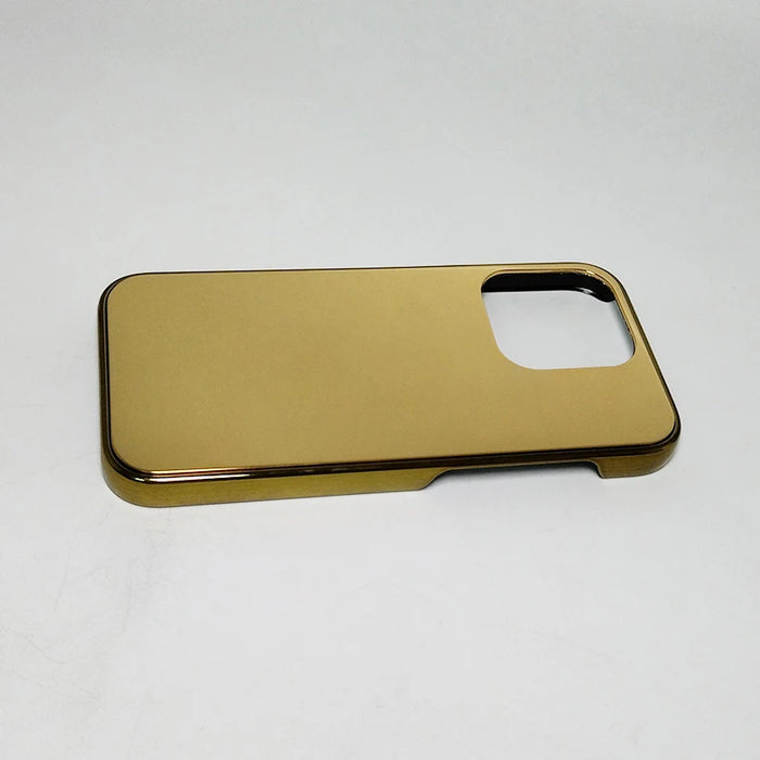 PC bottom with metal back cover accept deep carving shallow carving logo custom luxury mobile phone case