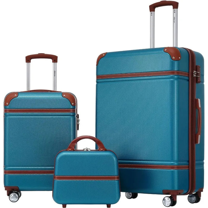 Luggage Suitcase Set with Cosmetic Case Expandable Spinner Wheels, Carry on Vintage Luggage