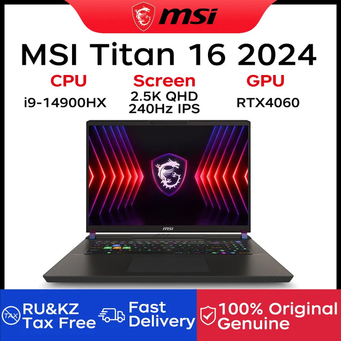 2024 MSI Titan 16 Gaming Laptop 16 Inch QHD 2.5K 240Hz IPS Screen Netbook i9-14900HX 32GB 1TB RTX4060 Notebook Gaming Computer