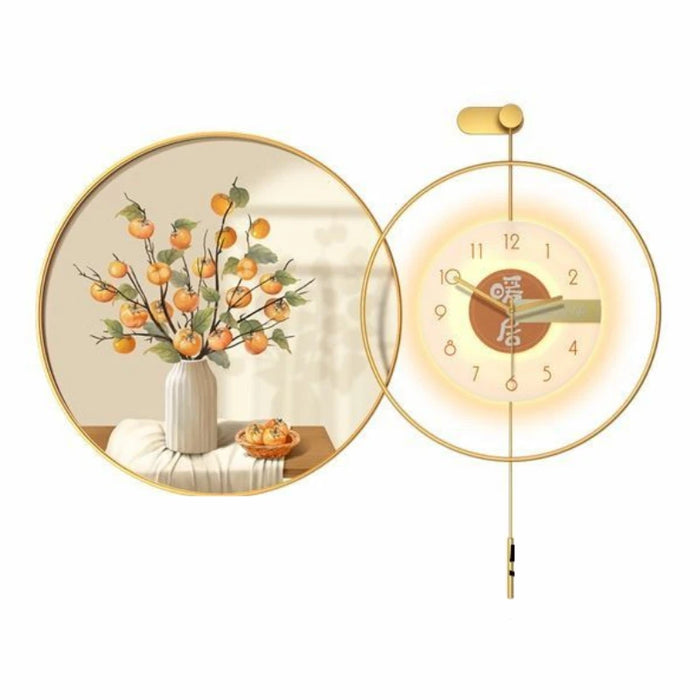 Creative Wall Clock Decorative Painting Persimmon Ruyi Living Room Wall Decoration Wall Hanging Clock Dining Room Decoration New