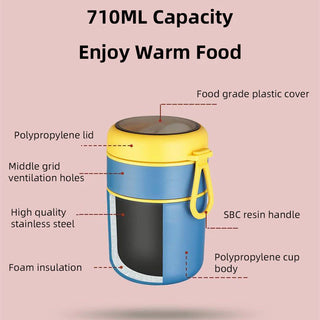 510/710ML Stainless Steel Lunch Box With Spoon Children Bento Soup Cup Food Thermal Jar Portable Insulated Breakfast Tableware