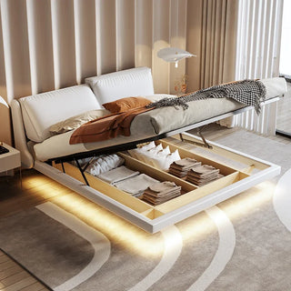 Light luxury leather bed simple bedroom Italian style master bedroom deluxe high-grade wedding bed