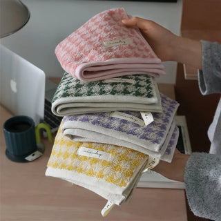 Houndstooth Cotton Towel Bath Towel Set, Children's Face Wash Home Retro High-Grade Cotton Thickened Handkerchief Face Towel Abs