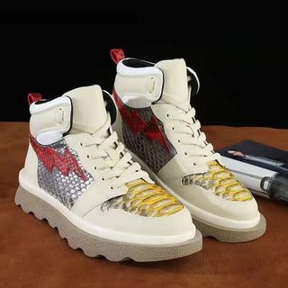 BATMO 2023 new arrival Fashion snake skin causal shoes men,male Genuine leather shoes pdd34