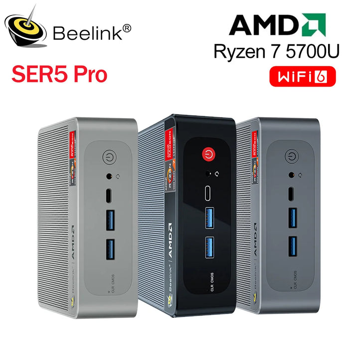 Beelink Mini PC AMD Ryzen 5 5560U 7 5700U 5800H SER5 Pro Max Desktop Gaming Computer WiFi6 BT5.2 DDR4 16GB 500GB SSD 32GB 1T