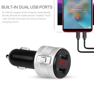 Car Charger FM Transmitter Bluetooth 4.2 Car MP3 Player 3.1A Dual USB Ports Modulator Handsfree Kit Cigarette Lighter Adapter