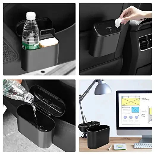 Hanging Car Trash Can Vehicle Garbage Dust Case Storage Box ABS Square Pressing Trash Bin Auto Interior Accessories for Car