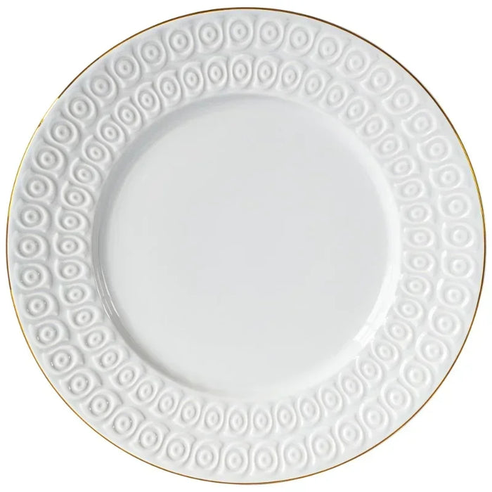 Sofia Home 12 Piece Embossed White Stoneware Dinnerware Set by Sofia Vergara