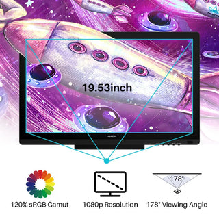 HUION Kamvas 20 19.5 inch Battery-free Graphics Tablet Monitor IPS With AG Glass 120%sRGB Pen Tablet Monitor