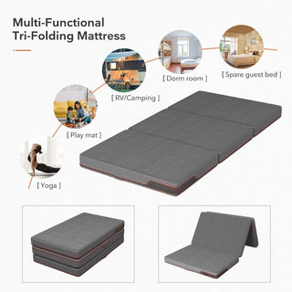 Folding Mattress Full Size with Carry Bag, 4-Inch Foldable for Travel, Camping, Guest-Breathable Mesh Sides & Portable - Compact