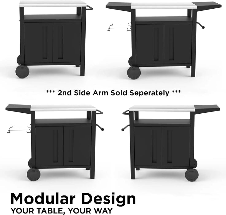 EMBERLI XL Grill Cart Outdoor with Storage - Modular BBQ Cart, Bar Patio Kitchen Island Prep Stand Cabinet