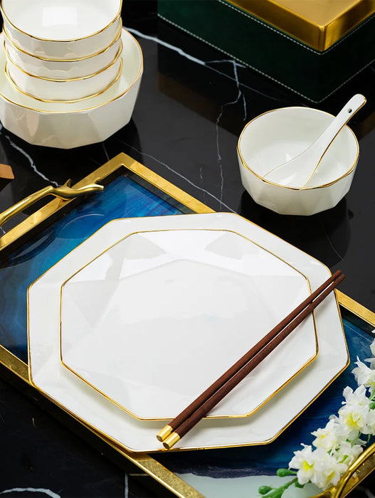 New internet celebrity bowl and dish set for home simple light luxury high-end new home bowl and plate bone china tableware set