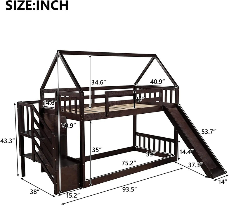 Kids Bunk Bed with Drawers and Storage kids beds wood bunk toddler bed with ladder