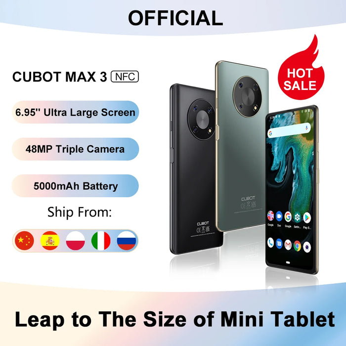 Cubot MAX 3 Smartphone 6.95" Ultra Large Full Screen Mini Tablet Mobile Phone 48MP Triple Camera 5000mAh Celular NFC Android 11