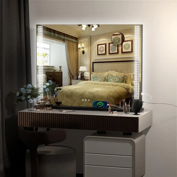 Vanity Mirror with Lights, 32" x 22" LED Makeup Mirror, Lighted Makeup Mirror with Dimmable 3 Modes, Touch Screen Control