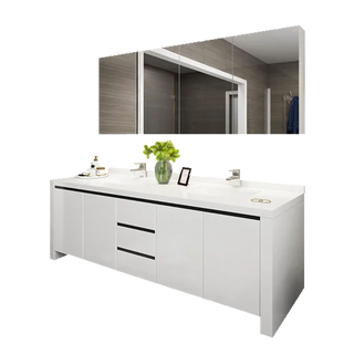 2022 Simple And Modern Bathroom Cabinet Solid Wood Paint-free Oak Paint Material Board Double Basin Floor Washbasin Toilet