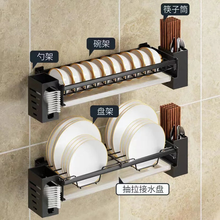 Wall Mounted Dish Drainer Rack Kitchen Storage Shelves Tableware Holder Bowl Plate Drying Shelf Portable Kitchen Organizer