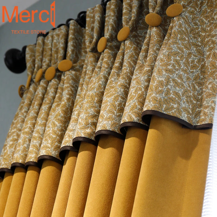 Chenille Velvet Blackout Curtain Modern Minimalist Light Luxury Orange Fantasy Curtains for Living Dining room Bedroom Custom