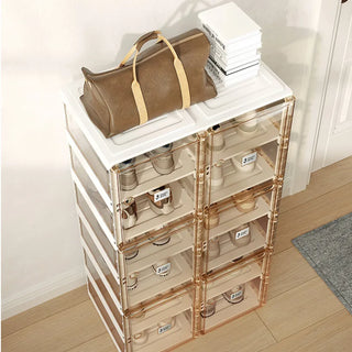 Fashion Folding Transparent Shoe Rack Household Indoor Economy Dormitory Shoes Storage Dust-proof Storage Shoe Cabinet