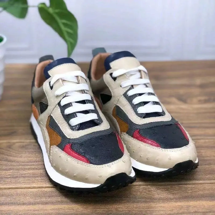 BATMO 2023 new arrival Fashion Ostrich skin causal shoes men,male Genuine leather White Sneaker PDD63