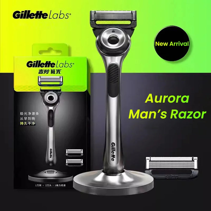 Gillette Labs Razor Aurora Series Flexdisc 5-Layer Induction Blade Sharp Beard Shaving Razor for Men with Stand