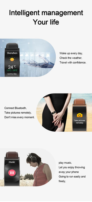 Portable Leather Curved Smart Watch Location Waterproof Health Bracelet Blood Pressure Pulse Oxygen Monitor Elderly Smart Watch