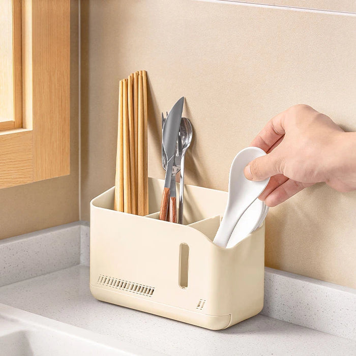 Perforation-free Chopsticks Holder Integrated Wall-mounted Chopsticks Basket Household Kitchen Cylinder Drain Rack Storage Boxes