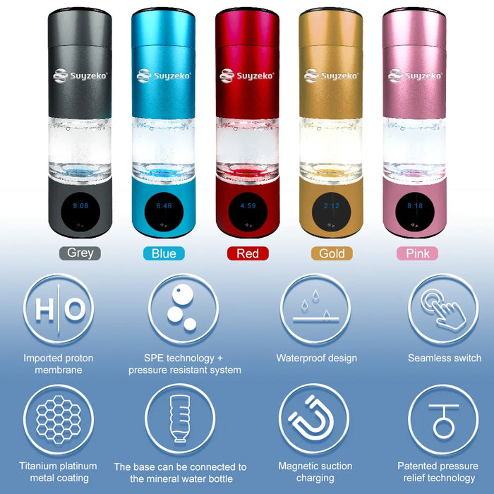 Suyzeko 6000ppb Hydrogen Water Bottle 230ML Hydrogen-Rich Water Cup Water Generator Purifier H2 Concentrator Portable 2024 Gift