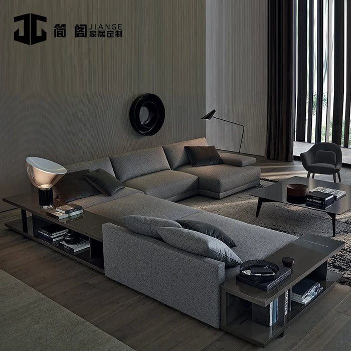 Italian minimalist corner high-end fabric sofa lightweight luxury modern model room villa designer furniture customization