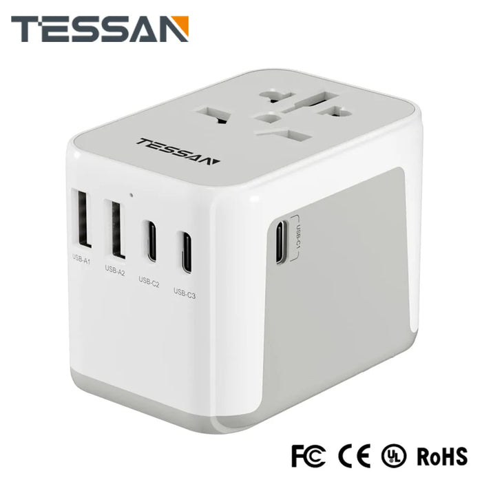 TESSAN Universal Travel Adapter International All-in-one Travel Charger with USB & Type C Wall Charger for US EU UK AUS Travel