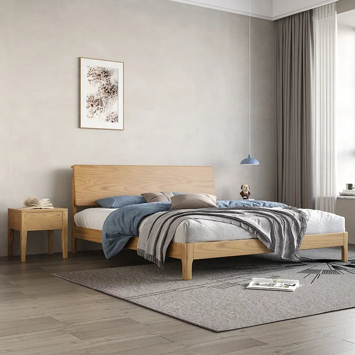 Ash full solid wood bed 1.5 meters 1.8 meters single double modern simple bed Nordic Japanese log windbed