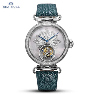 Seagull Tourbillon Mechanical Watch Vintage Women Manual Winding Wristwatch Lady Waterproof  Leather часы женские наручные 8100L