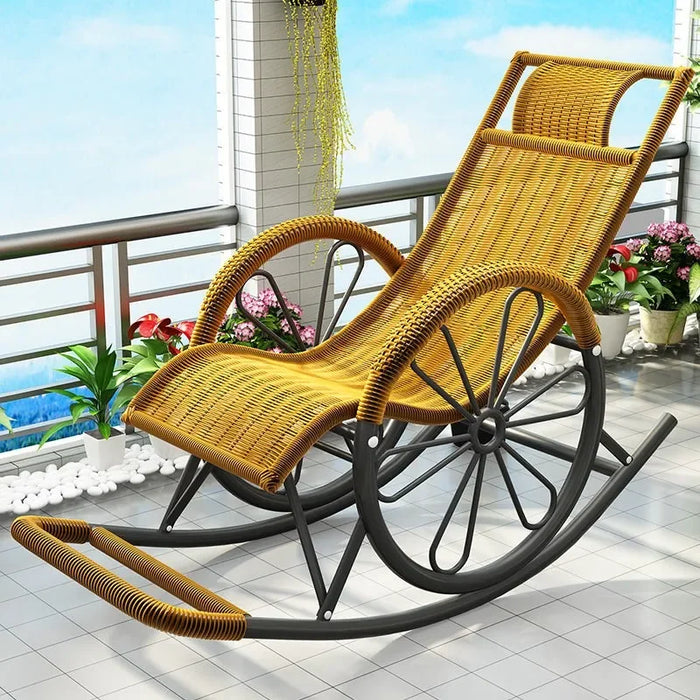 Recliner balcony sleeps rattan chair outdoor waterproof sunscreen rocking indoor back household